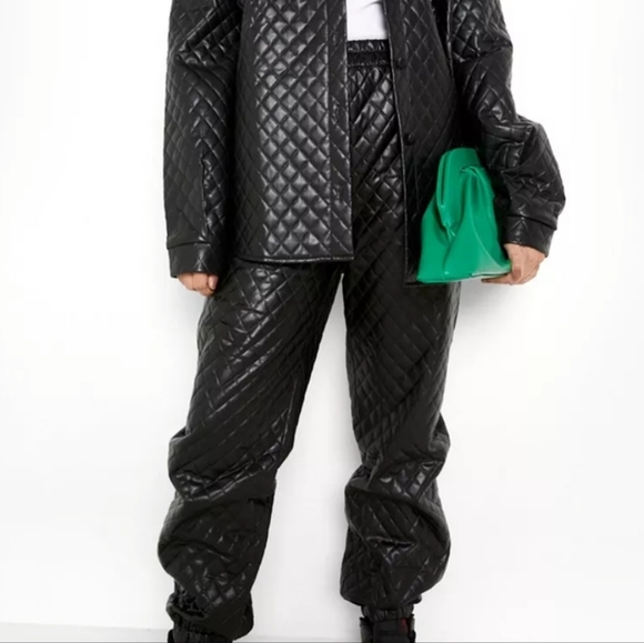 Faux Leather Quilted Padded Pants - Picture 6 of 8